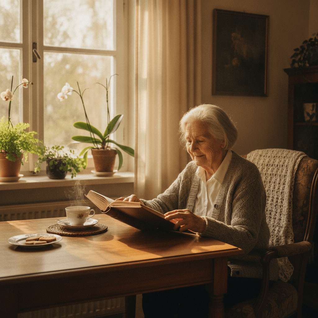 Seniorin beim Lesen